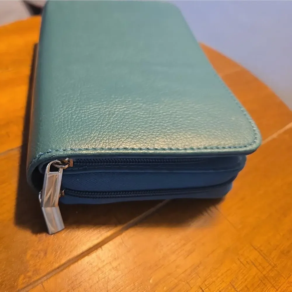 Mundi Mundex Daily Planner Organizer with Card Slots leather like teal accordion